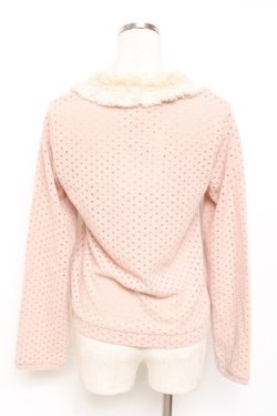 画像2: axes femme / 襟ファー付きドットカーデ M 淡ピンク Y-25-11-22-068-AX-TO-SZ-ZY