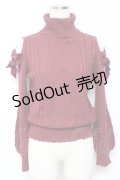 axes femme POETIQUE / ラメニットオフショルハイネックニット M ワイン Y-25-11-22-069-AX-TO-SZ-ZY
