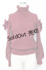 axes femme POETIQUE / ラメニットオフショルハイネックニット M ワイン Y-25-11-22-069-AX-TO-SZ-ZY