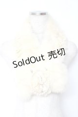 axes femme / ラビットファー使いリボンティペット  生成り Y-25-11-22-014-AX-ZA-SZ-ZT1126Y