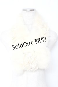 axes femme / ラビットファー使いリボンティペット  生成り Y-25-11-22-014-AX-ZA-SZ-ZT1126Y