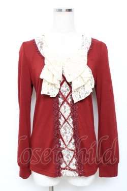 画像1: axes femme / BIGリボンレースアッププルオーバー  ワイン Y-25-11-22-071-AX-TO-SZ-ZY