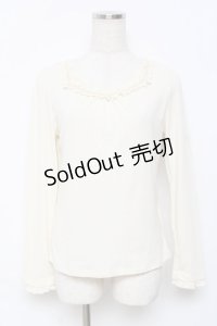 axes femme / 襟元レースカットソー  生成り Y-25-11-22-074-AX-TO-SZ-ZY