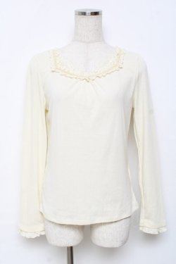 画像1: axes femme / 襟元レースカットソー  生成り Y-25-11-22-074-AX-TO-SZ-ZY