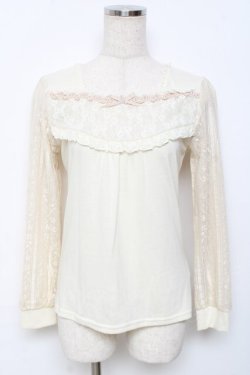 画像1: axes femme / レース切替プルオーバー  生成り Y-25-11-22-075-AX-TO-SZ-ZY