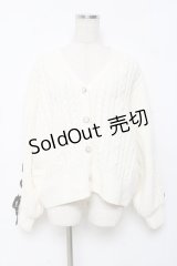 axes femme / 編上モールヤーンニットカーディガン F 白 Y-25-11-22-081-AX-TO-SZ-ZY