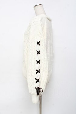 画像2: axes femme / 編上モールヤーンニットカーディガン F 白 Y-25-11-22-081-AX-TO-SZ-ZY