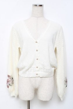 画像1: axes femme / コスモス刺繍ニットカーディガン F 生成り Y-25-11-22-082-AX-BL-SZ-ZY