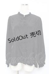 axes femme POETIQUE / チャイナボタン長袖シアーブラウス M 黒 Y-25-11-22-083-AX-BL-SZ-ZY