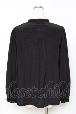 画像2: axes femme POETIQUE / チャイナボタン長袖シアーブラウス M 黒 Y-25-11-22-083-AX-BL-SZ-ZY
