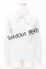 axes femme / 機能付きチャームリボンニット F サックス Y-25-11-22-084-AX-TO-SZ-ZY