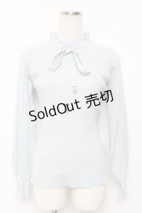 axes femme / 機能付きチャームリボンニット F サックス Y-25-11-22-084-AX-TO-SZ-ZY