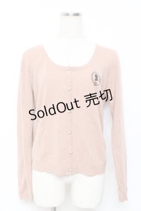 axes femme / フレーム刺繍入りカーディガン M アワピンク Y-25-11-22-085-AX-TO-SZ-ZY