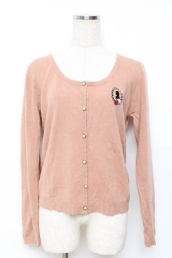 画像1: axes femme / フレーム刺繍入りカーディガン M アワピンク Y-25-11-22-085-AX-TO-SZ-ZY