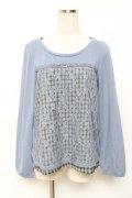 axes femme / レース重ねトップス M サックス Y-25-11-22-086-AX-TO-SZ-ZY