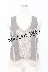 axes femme / 裾刺繍レースベスト M 茶 Y-25-11-22-088-AX-TO-SZ-ZY