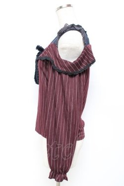 画像2: axes femme POETIQUE / ストライプオフショルトップス M ワイン Y-25-11-22-089-AX-TO-SZ-ZY