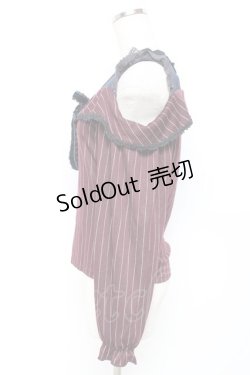 画像2: axes femme POETIQUE / ストライプオフショルトップス M ワイン Y-25-11-22-089-AX-TO-SZ-ZI