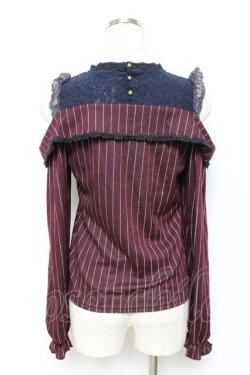 画像3: axes femme POETIQUE / ストライプオフショルトップス M ワイン Y-25-11-22-089-AX-TO-SZ-ZY