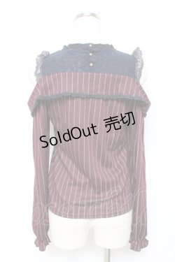 画像3: axes femme POETIQUE / ストライプオフショルトップス M ワイン Y-25-11-22-089-AX-TO-SZ-ZI