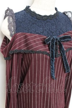 画像4: axes femme POETIQUE / ストライプオフショルトップス M ワイン Y-25-11-22-089-AX-TO-SZ-ZY