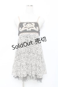 axes femme / ベロア×薔薇レースノースリワンピース M 黒 Y-25-11-22-091-AX-OP-SZ-ZY