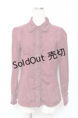 axes femme / バイカラーハート釦ブラウス  ワイン Y-25-11-22-092-AX-BL-SZ-ZY