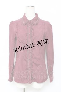 axes femme / バイカラーハート釦ブラウス  ワイン Y-25-11-22-092-AX-BL-SZ-ZY