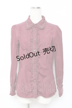 画像1: axes femme / バイカラーハート釦ブラウス  ワイン Y-25-11-22-092-AX-BL-SZ-ZY