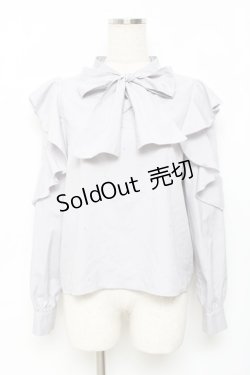 画像1: evelyn / ラインストーンリボンブラウス  グレー Y-25-11-22-094-LO-BL-SZ-ZY