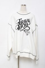 TRAVAS TOKYO / 発砲プリントオーバーステッチプルオーバー F ホワイト Y-25-11-22-099-PU-TO-SZ-ZY