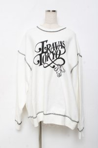 TRAVAS TOKYO / 発砲プリントオーバーステッチプルオーバー F ホワイト Y-25-11-22-099-PU-TO-SZ-ZY