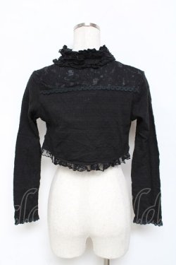 画像2: GRAMM / レース切替スタンドカラーショートボレロ  黒 Y-25-11-22-104-HN-TO-SZ-ZY