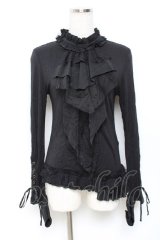GRAMM / スタンドカラーレースジャボ風カットソー  黒 Y-25-11-22-106-HN-TO-SZ-ZI
