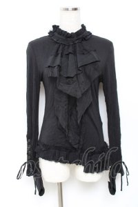 GRAMM / スタンドカラーレースジャボ風カットソー  黒 Y-25-11-22-106-HN-TO-SZ-ZI