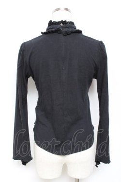 画像2: h.naoto Blood / プリント入編み上げフリルカットソー  黒 Y-25-11-22-108-HN-TO-SZ-ZY