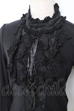 画像4: h.naoto Blood / プリント入編み上げフリルカットソー  黒 Y-25-11-22-108-HN-TO-SZ-ZY