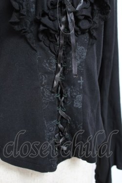 画像5: h.naoto Blood / プリント入編み上げフリルカットソー  黒 Y-25-11-22-108-HN-TO-SZ-ZY
