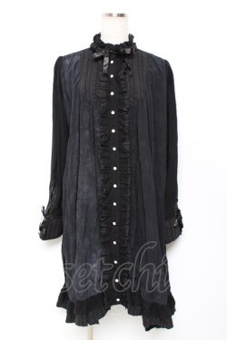 画像1: GRAMM / プリントシャツワンピース  黒 Y-25-11-22-109-HN-OP-SZ-ZY