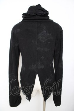 画像2: h.naoto Blood / プリント入り編み上げハイネック燕尾カーディガン  黒 Y-25-11-22-110-HN-TO-SZ-ZY