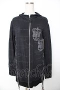 h.ANARCHY / プリント入レースアップZIPパーカー  黒 Y-25-11-22-111-HN-TO-SZ-ZY