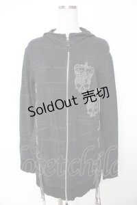 h.ANARCHY / プリント入レースアップZIPパーカー  黒 Y-25-11-22-111-HN-TO-SZ-ZI