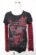 h.ANARCHY / 飛沫ptレイヤードカットソー  黒×赤 Y-25-11-22-112-HN-TO-SZ-ZY