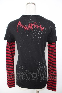 画像2: h.ANARCHY / 飛沫ptレイヤードカットソー  黒×赤 Y-25-11-22-112-HN-TO-SZ-ZY
