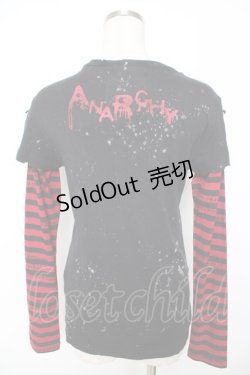 画像2: h.ANARCHY / 飛沫ptレイヤードカットソー  黒×赤 Y-25-11-22-112-HN-TO-SZ-ZY