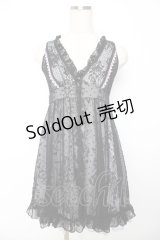 HONEY / ドットシフォン重ねバタフライptワンピース  黒×ラベンダー Y-25-11-22-115-HN-OP-SZ-ZY