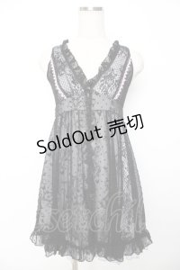 HONEY / ドットシフォン重ねバタフライptワンピース  黒×ラベンダー Y-25-11-22-115-HN-OP-SZ-ZY