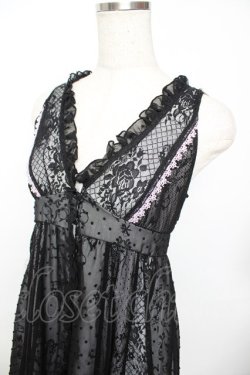 画像3: HONEY / ドットシフォン重ねバタフライptワンピース  黒×ラベンダー Y-25-11-22-115-HN-OP-SZ-ZY