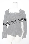 h.naoto Blood / レースアップフリルptレイヤード風トップス  黒 Y-25-11-22-116-HN-TO-SZ-ZS