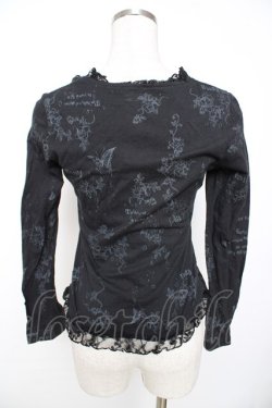画像2: h.naoto Blood / レースアップフリルptレイヤード風トップス  黒 Y-25-11-22-116-HN-TO-SZ-ZY